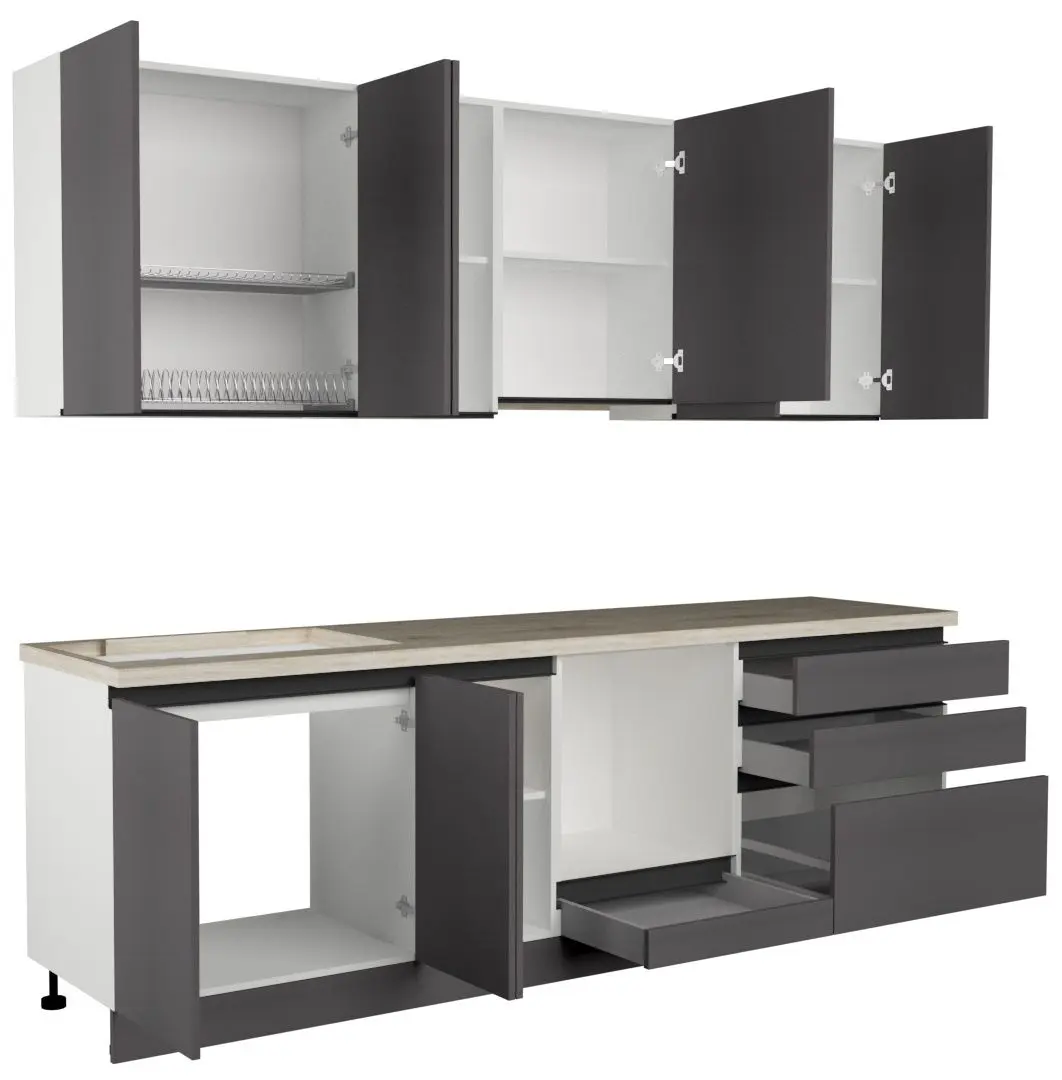 Bucatarie Art Flame Gola SM 2.6m (Storm Grey)