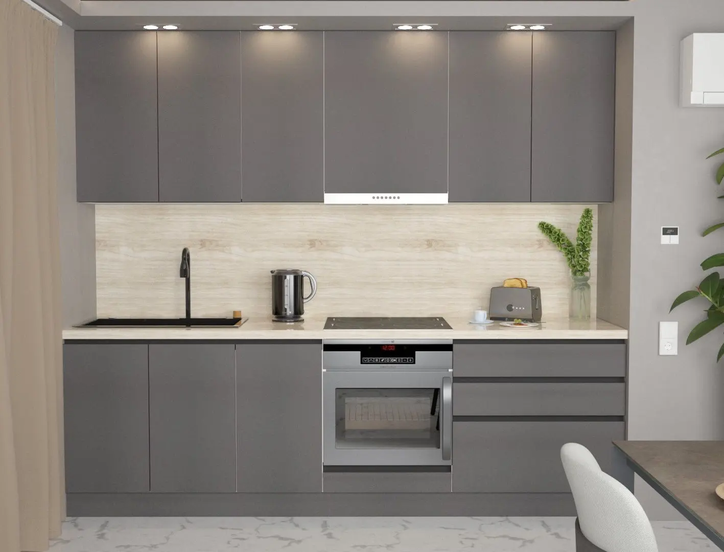 Bucatarie Art Flame Gola SM 2.6m (Storm Grey)