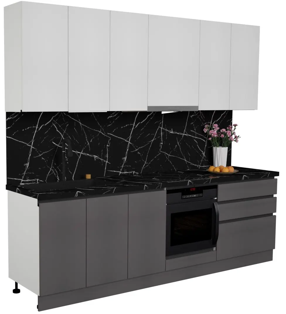 Кухня Art Flame Gola SM 2.6м (White/Storm Grey)