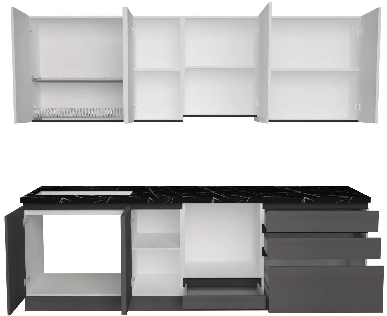 Кухня Art Flame Gola SM 2.6м (White/Storm Grey)
