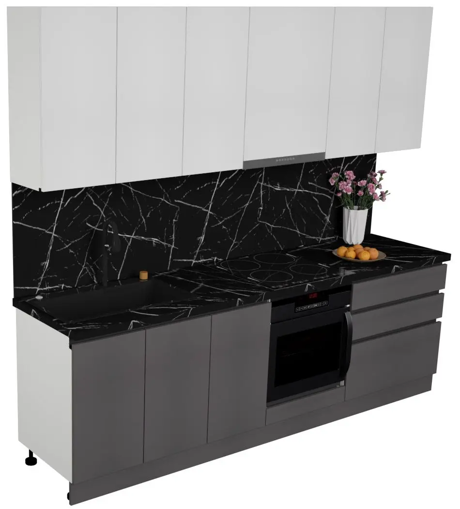 Кухня Art Flame Gola SM 2.6м (White/Storm Grey)