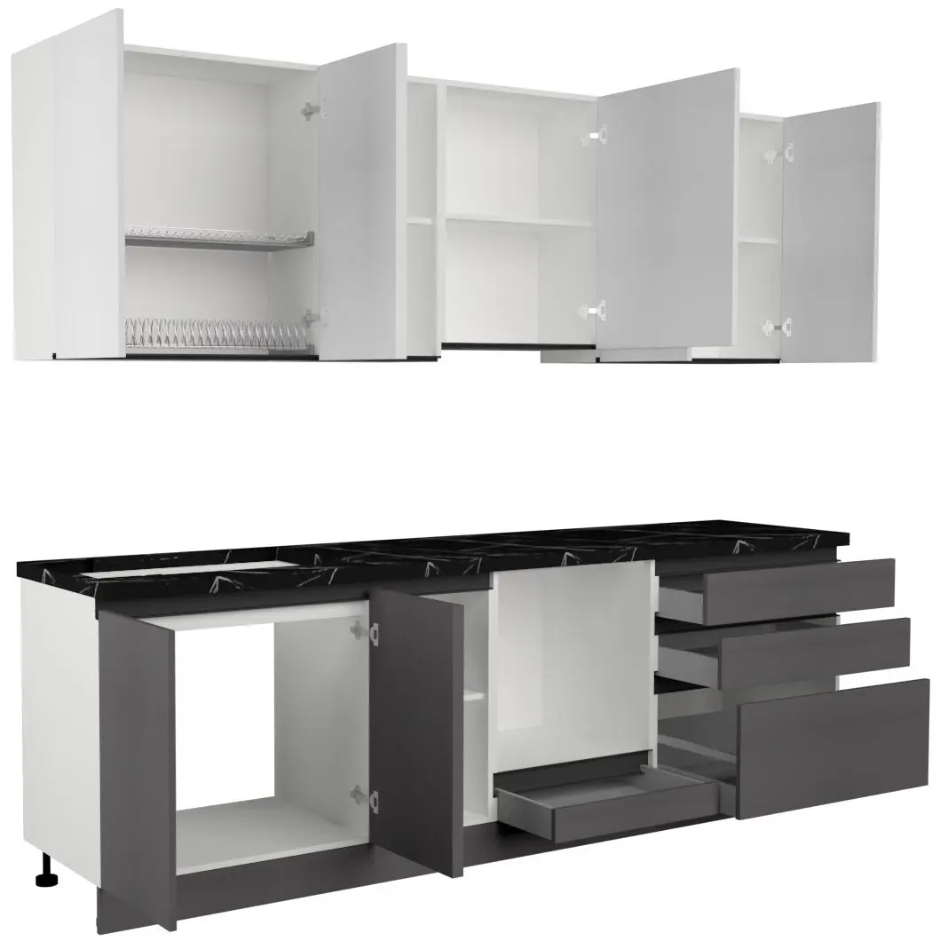 Кухня Art Flame Gola SM 2.6м (White/Storm Grey)