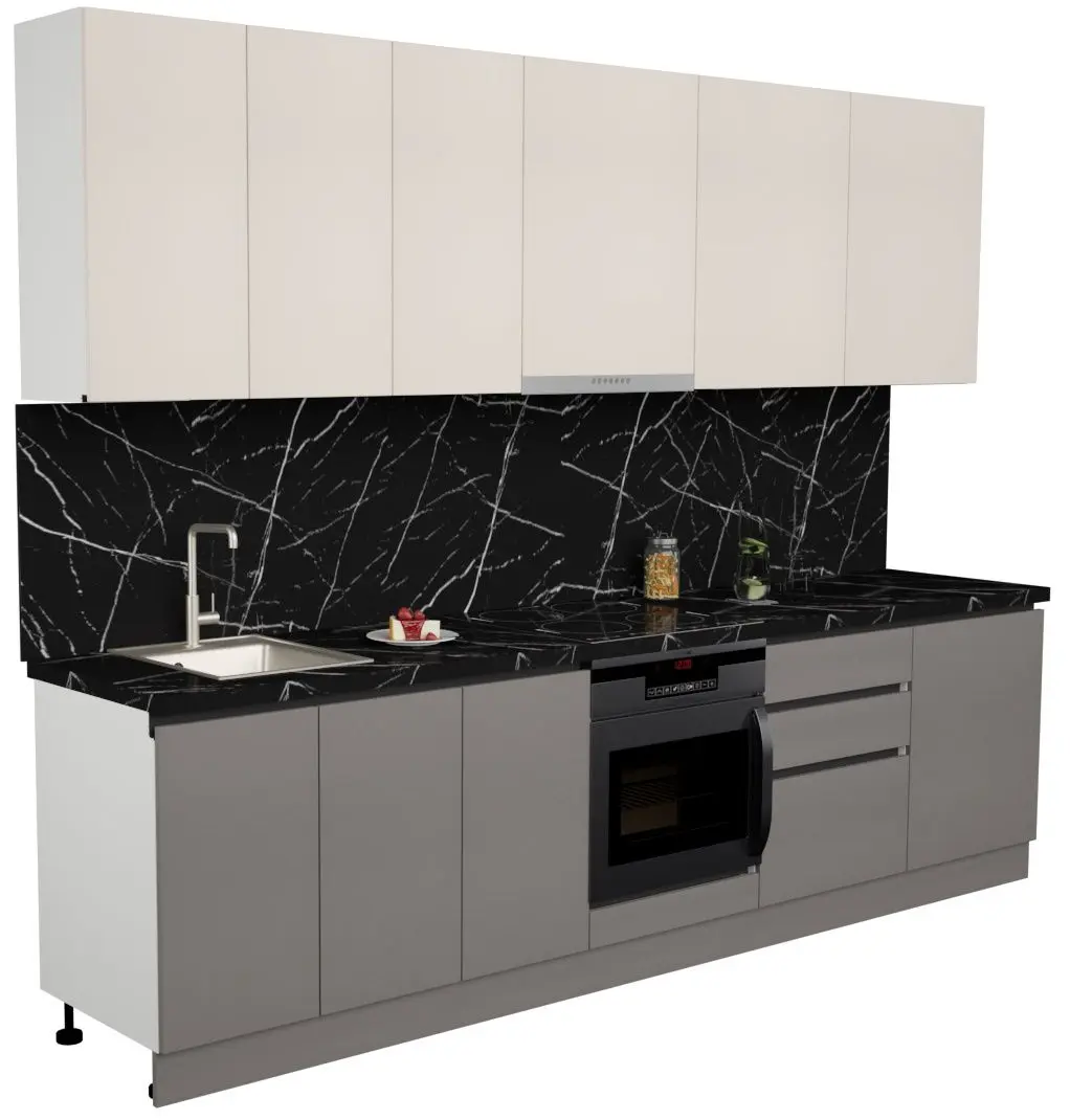 Кухня Art Flame Gola SM 3.0м (Cream/Stone Grey)