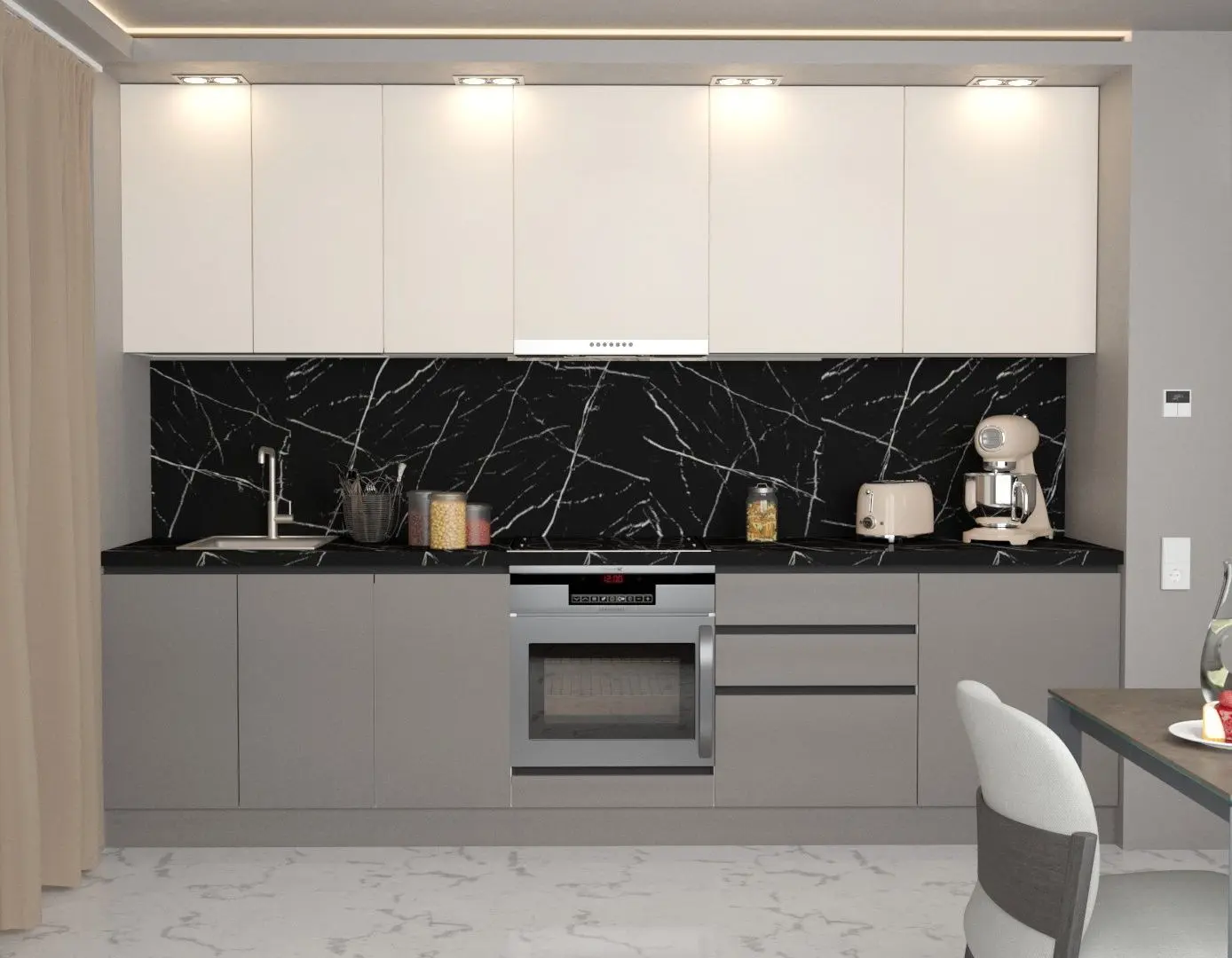 Кухня Art Flame Gola SM 3.0м (Cream/Stone Grey)