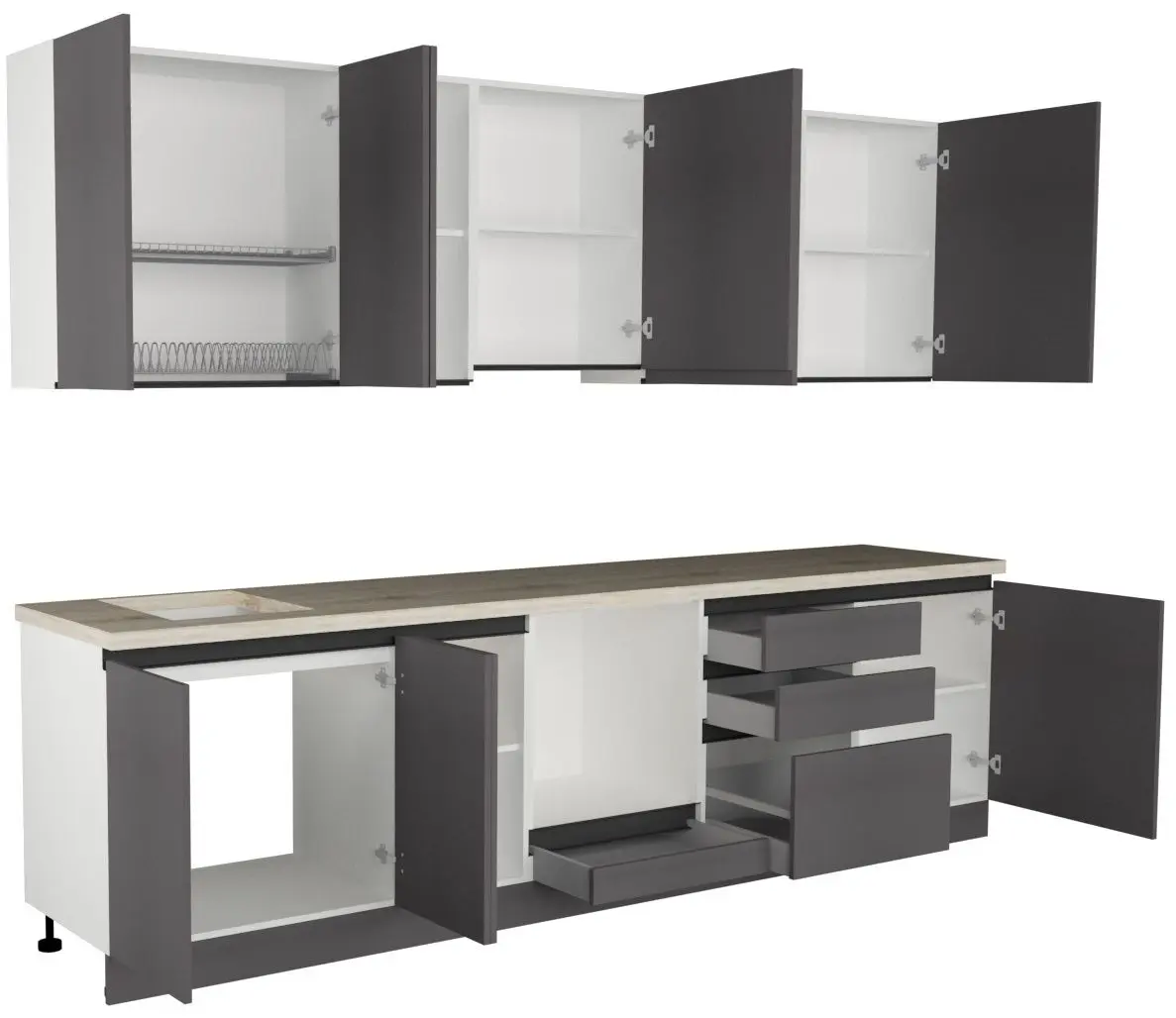 Bucatarie Art Flame Gola SM 3.0m (Storm Grey)