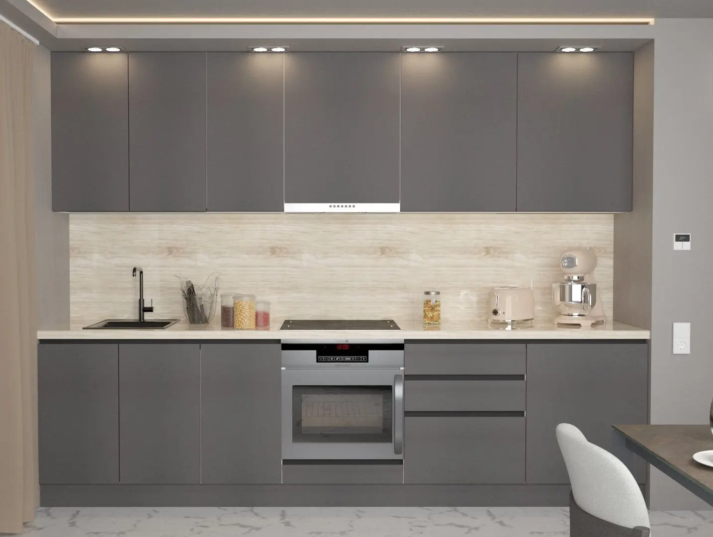 Bucatarie Art Flame Gola SM 3.0m (Storm Grey)