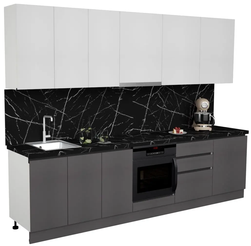 Кухня Art Flame Gola SM 3.0м (White/Storm Grey)