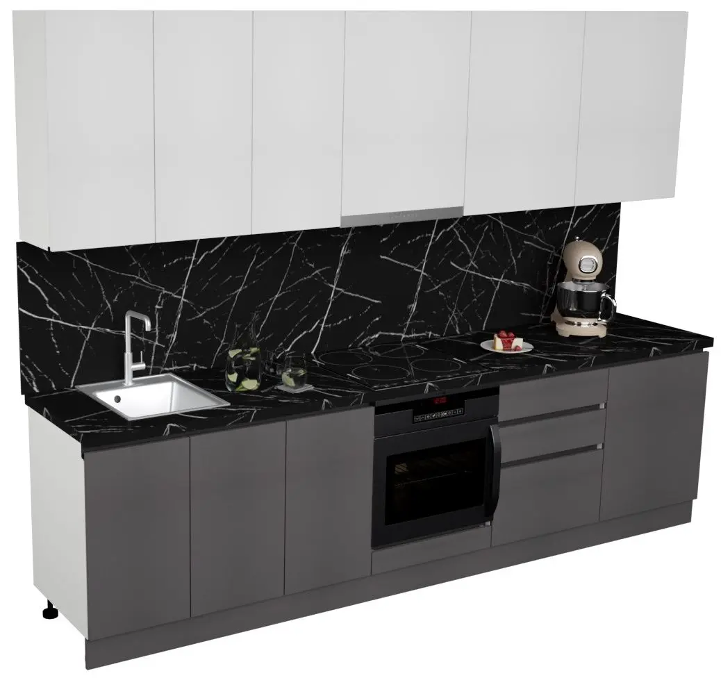 Кухня Art Flame Gola SM 3.0м (White/Storm Grey)
