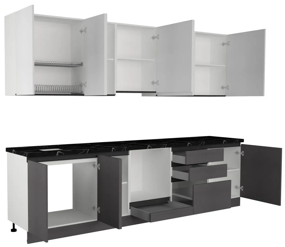 Кухня Art Flame Gola SM 3.0м (White/Storm Grey)