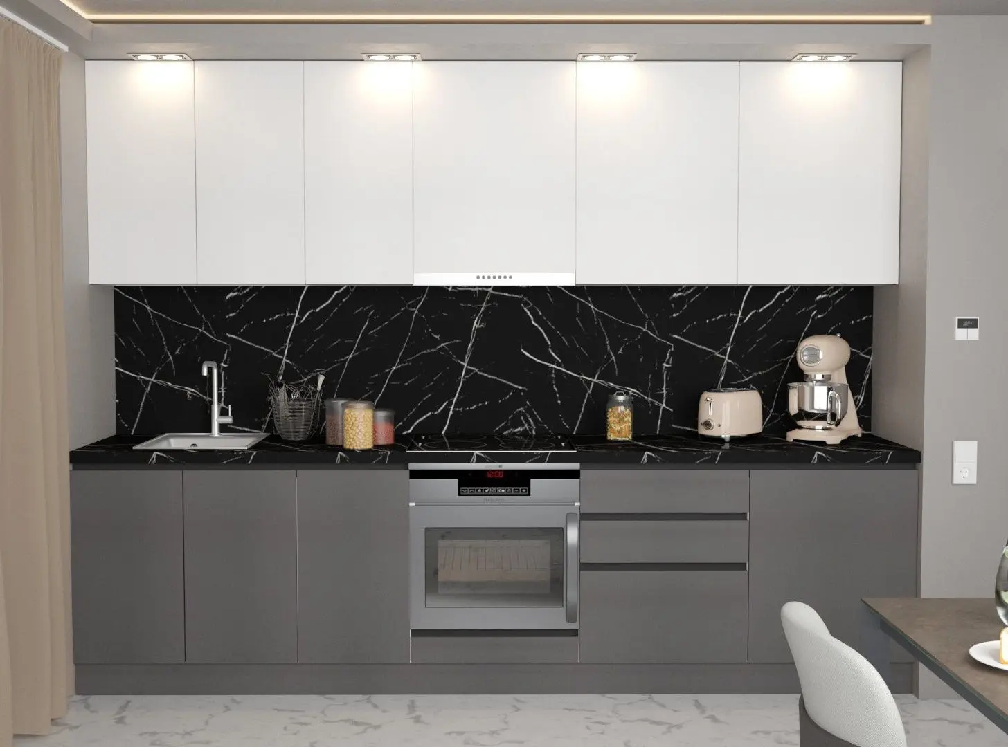 Кухня Art Flame Gola SM 3.0м (White/Storm Grey)