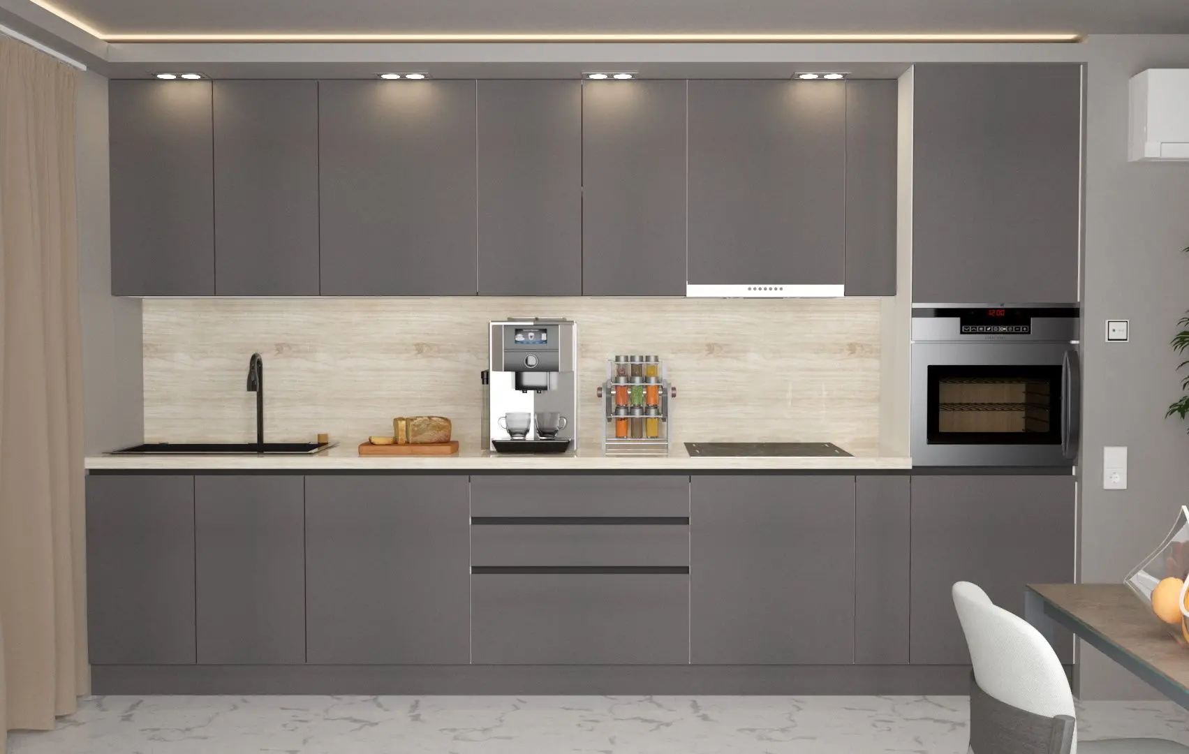 Bucatarie Art Flame Gola SM 3.6m (Storm Grey)