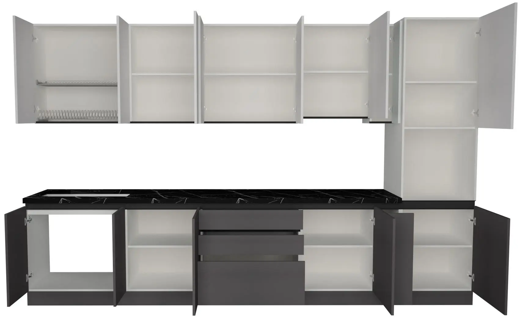 Bucatarie Art Flame Gola SM 3.6m (White/Storm Grey)