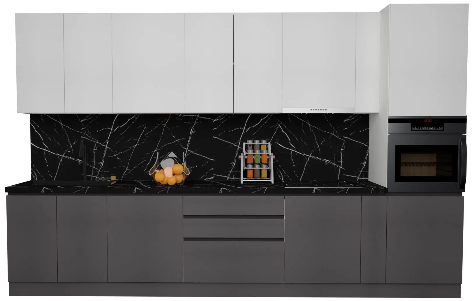 Bucatarie Art Flame Gola SM 3.6m (White/Storm Grey)