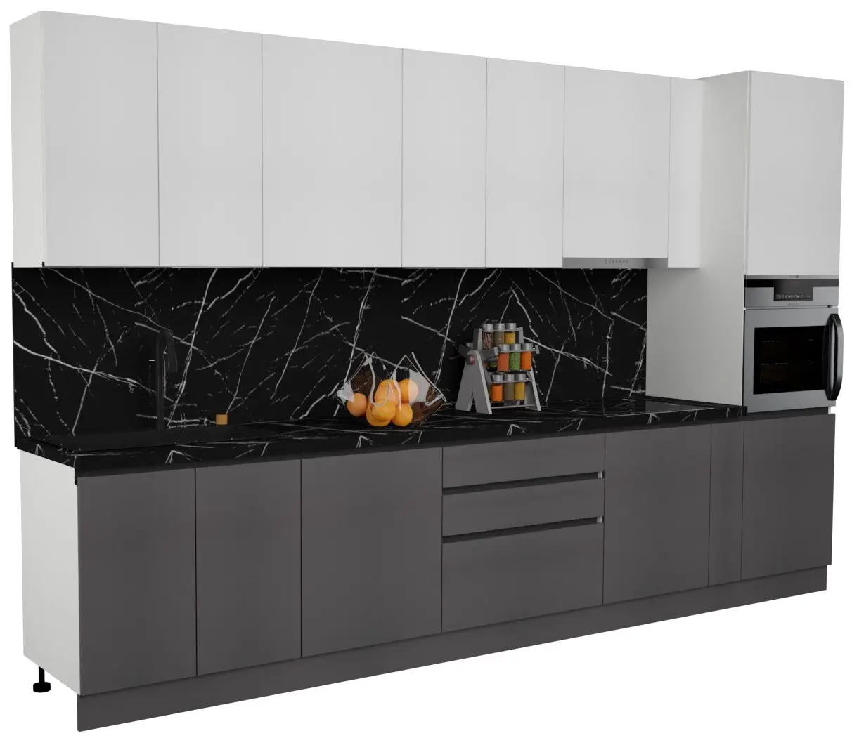 Bucatarie Art Flame Gola SM 3.6m (White/Storm Grey)