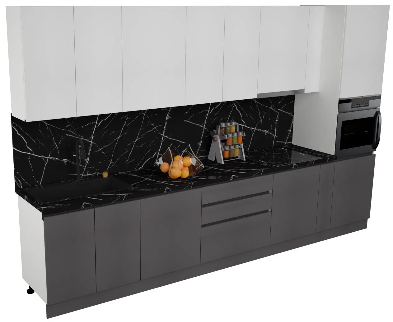 Bucatarie Art Flame Gola SM 3.6m (White/Storm Grey)