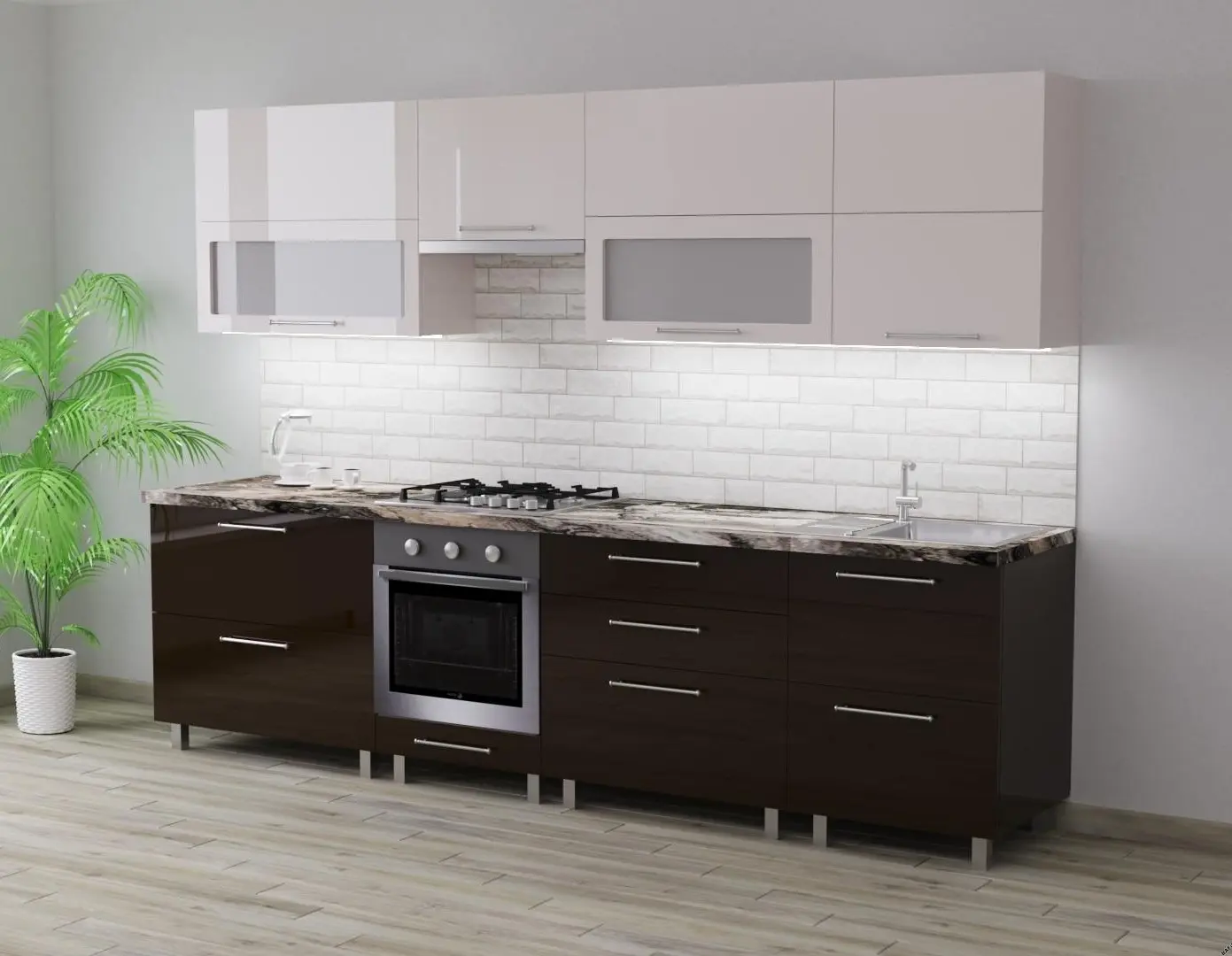 Кухня Bafimob Blum с витриной 2.8м МДФ глянец