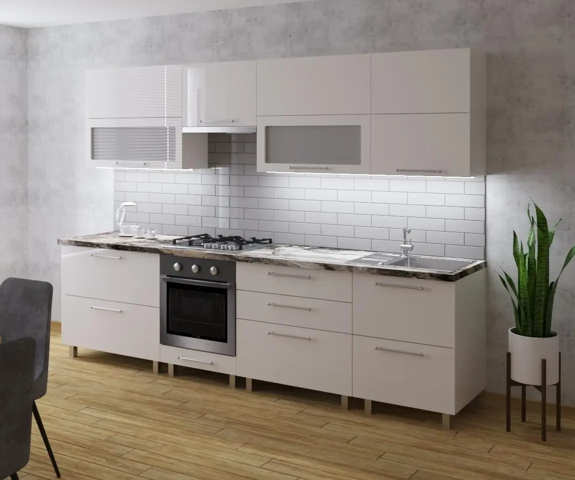 Кухня Bafimob Garis/Blum Aventos с витриной 2.8м МДФ глянец - 2