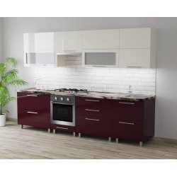 Кухня Bafimob Garis/Blum Aventos с витриной 2.8м МДФ глянец
