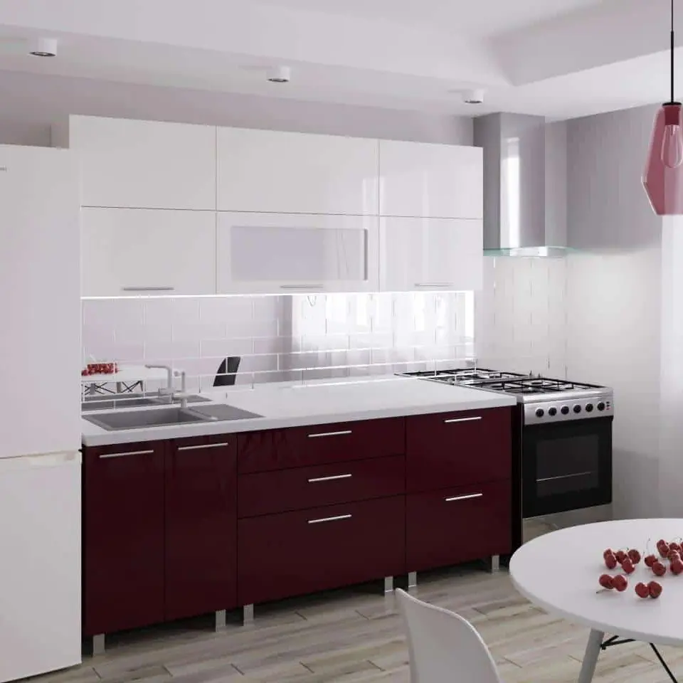 Кухня Bafimob Garis/Blum Aventos с витриной 2м МДФ глянец