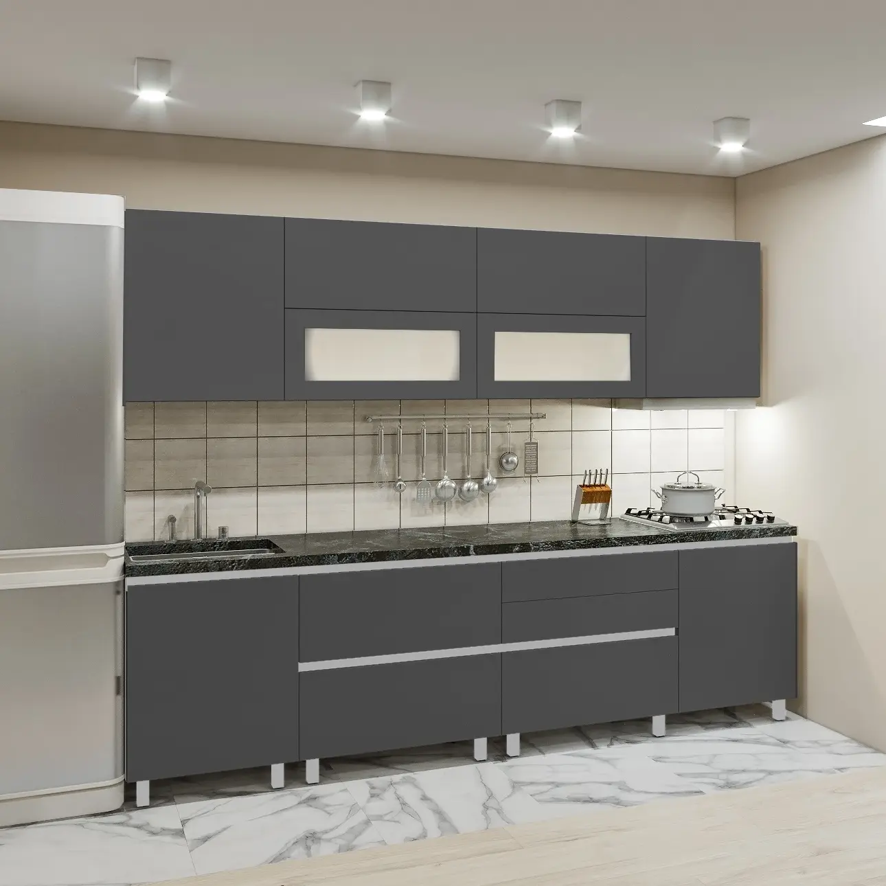 Кухня Bafimob Гола 5 с витриной 2.8м МДФ АГТ - 2