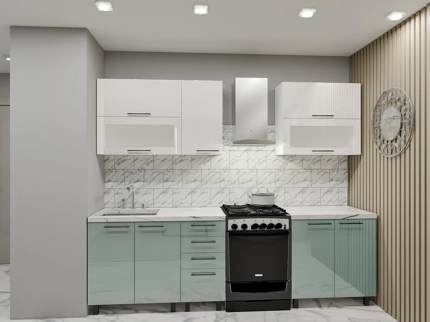 Кухня Bafimob Лена горизонтальная с витриной 2м МДФ глянец - 3