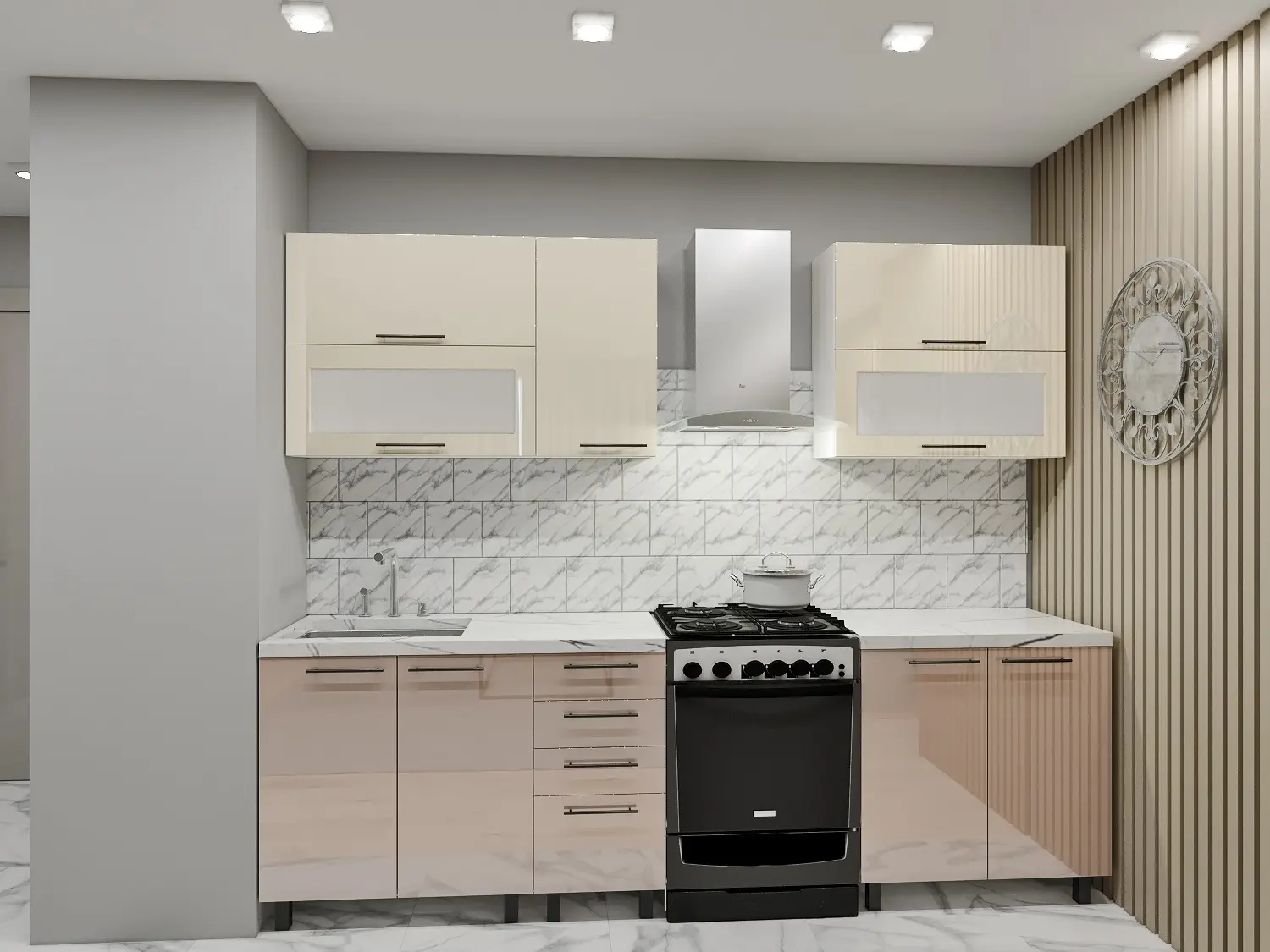 Кухня Bafimob Лена горизонтальная с витриной 2м МДФ глянец - 4