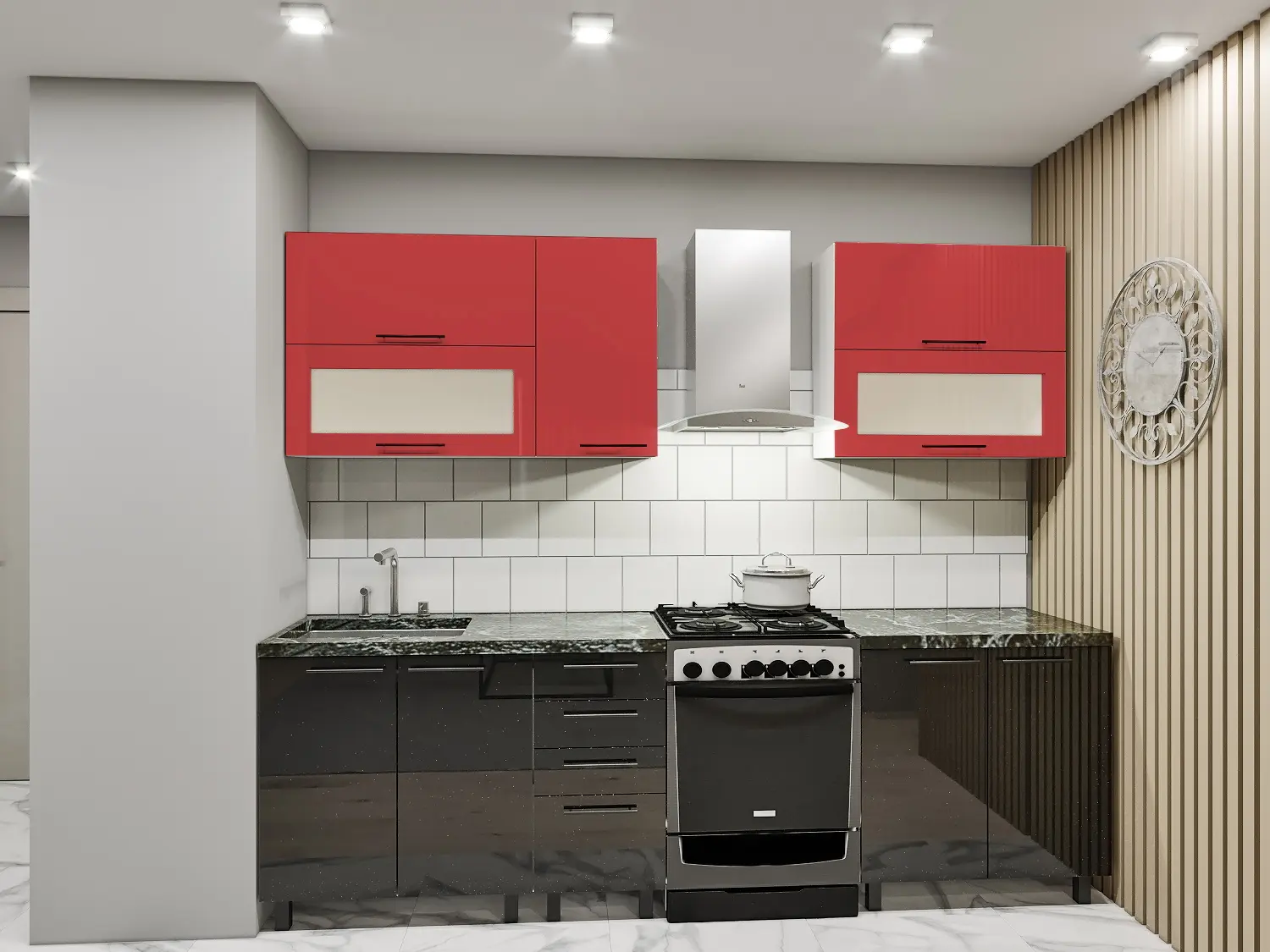 Кухня Bafimob Лена горизонтальная с витриной 2м МДФ глянец - 5