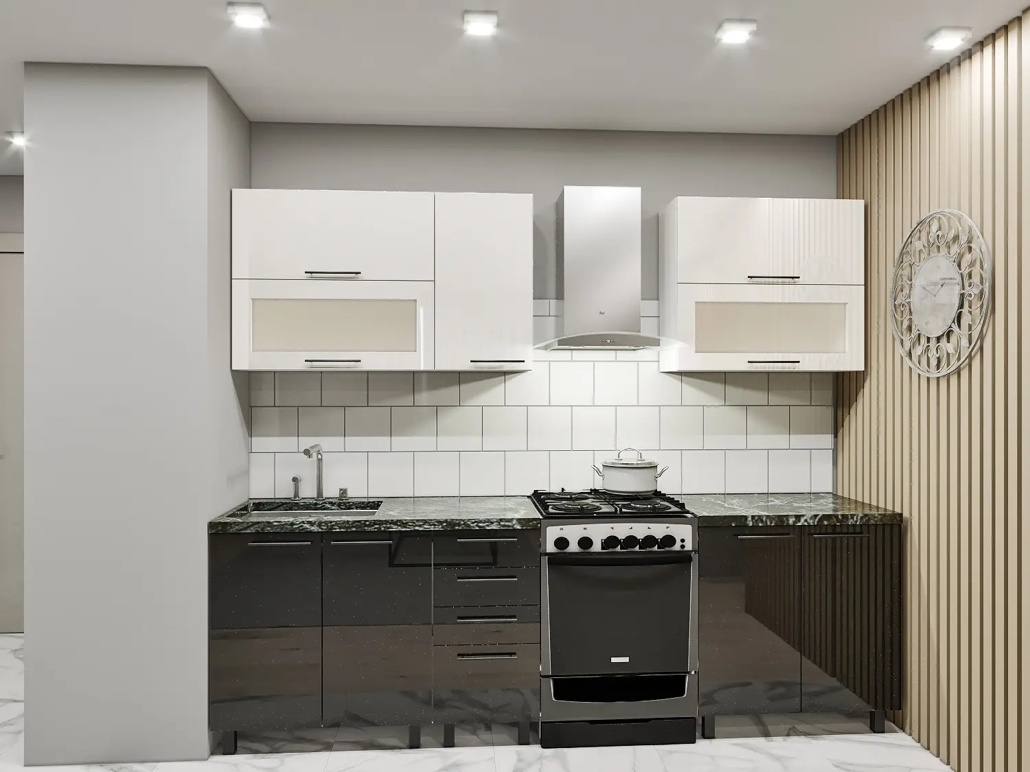 Кухня Bafimob Лена горизонтальная с витриной 2м МДФ глянец - 6