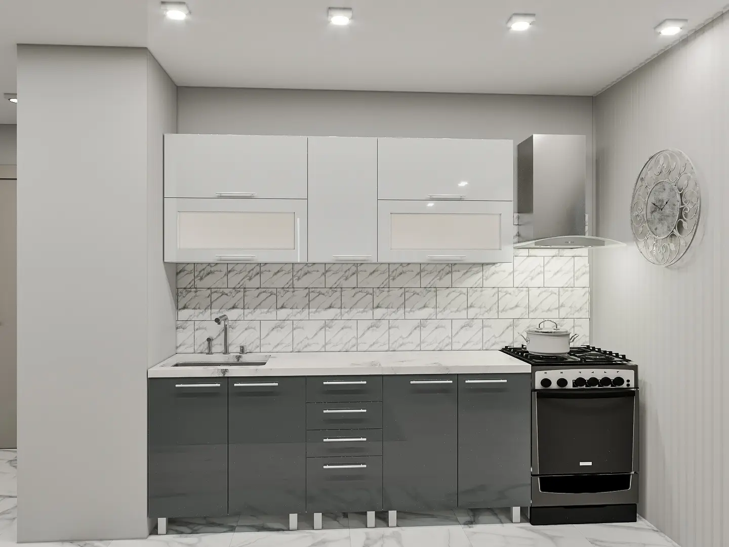 Кухня Bafimob Лена горизонтальная с витриной 2м МДФ глянец