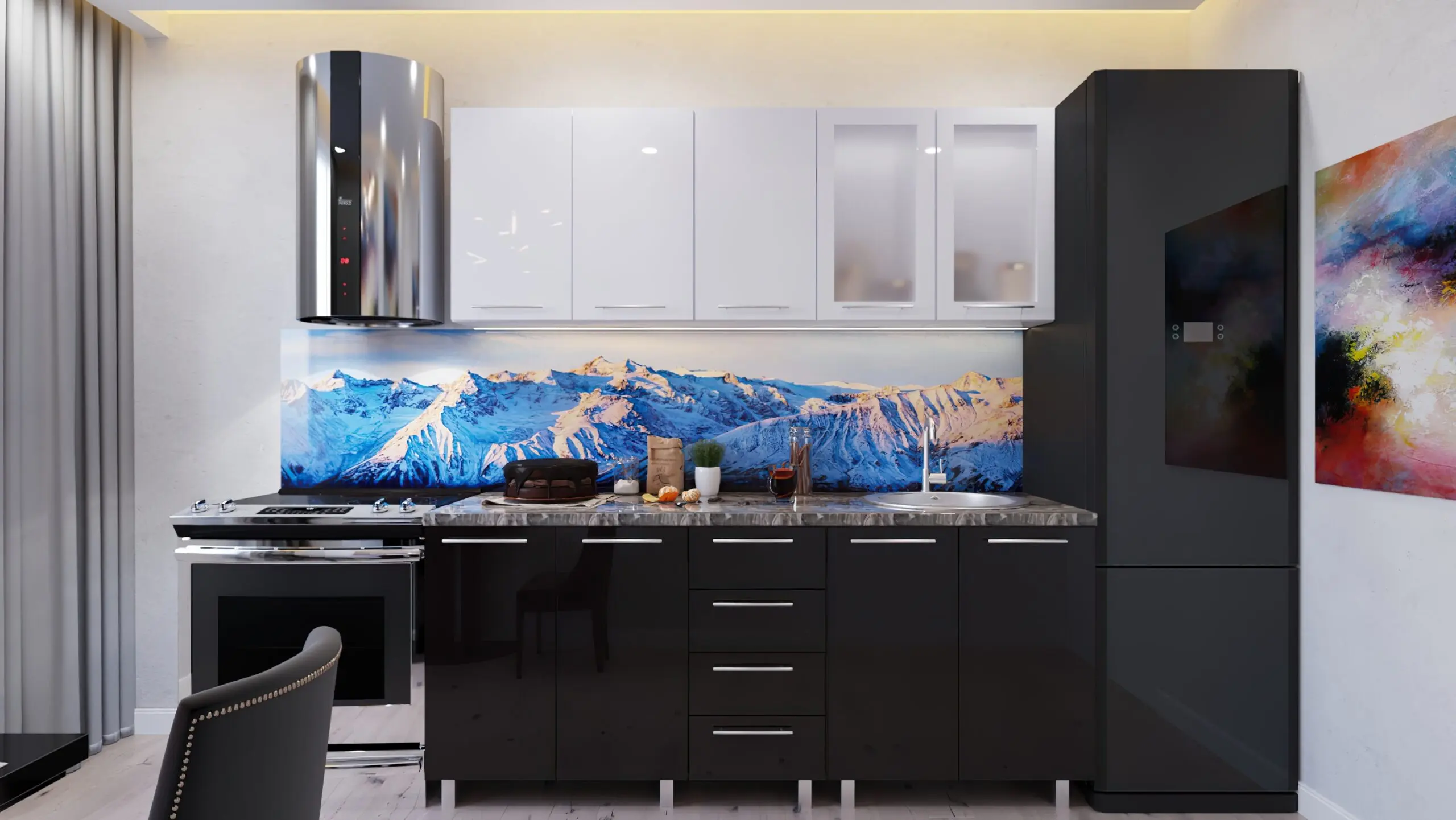 Кухня Bafimob Лена с витриной 1.8м МДФ глянец - 3