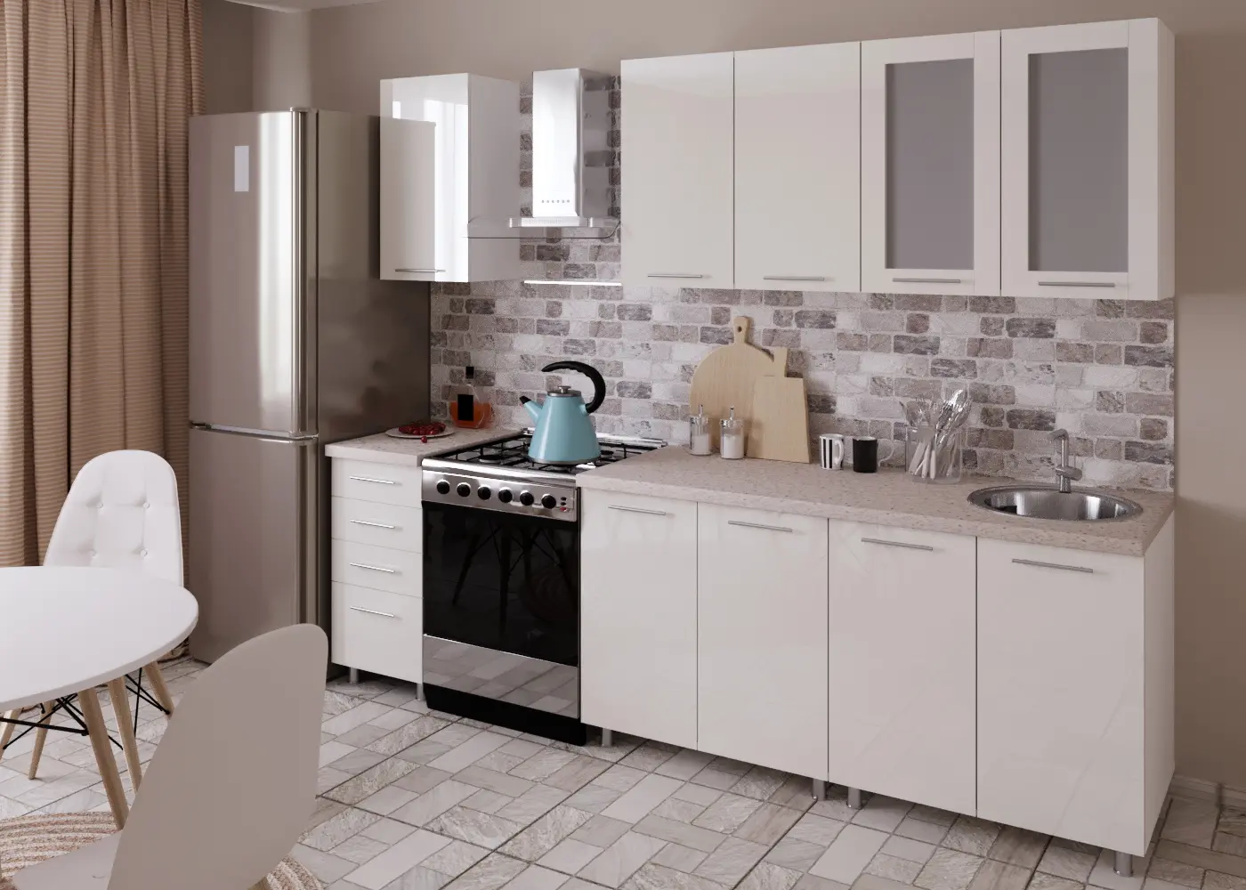 Кухня Bafimob Лена с витриной 1.8м МДФ глянец - 7