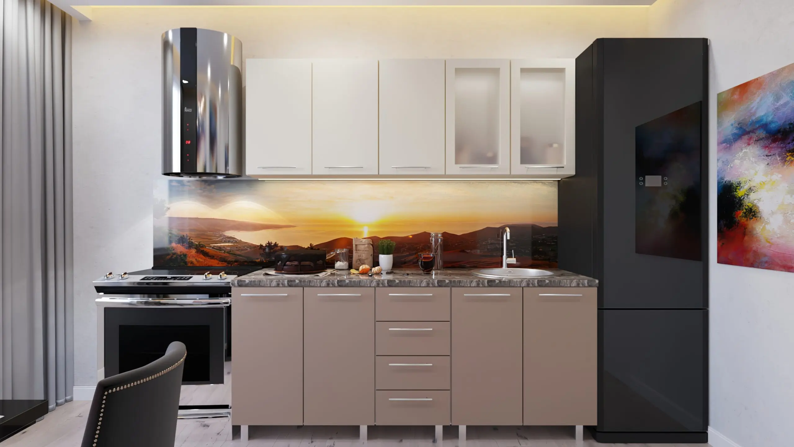 Кухня Bafimob Лена с витриной 2м МДФ глянец - 3