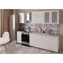 Кухня Bafimob Лена с витриной 2м МДФ глянец