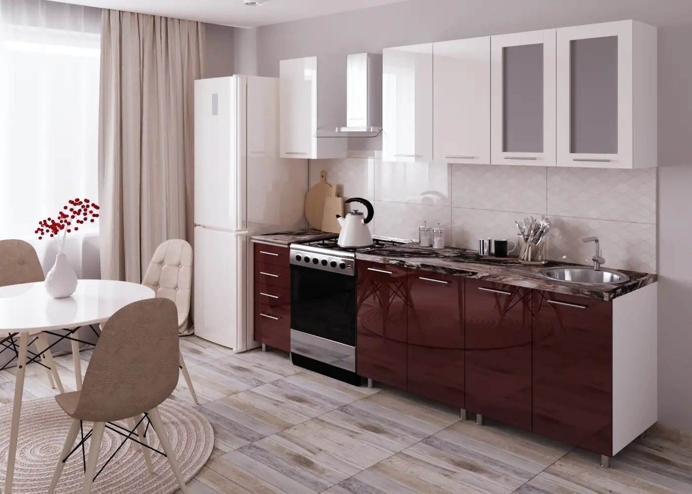 Кухня Bafimob Лена с витриной 2м МДФ глянец - 6