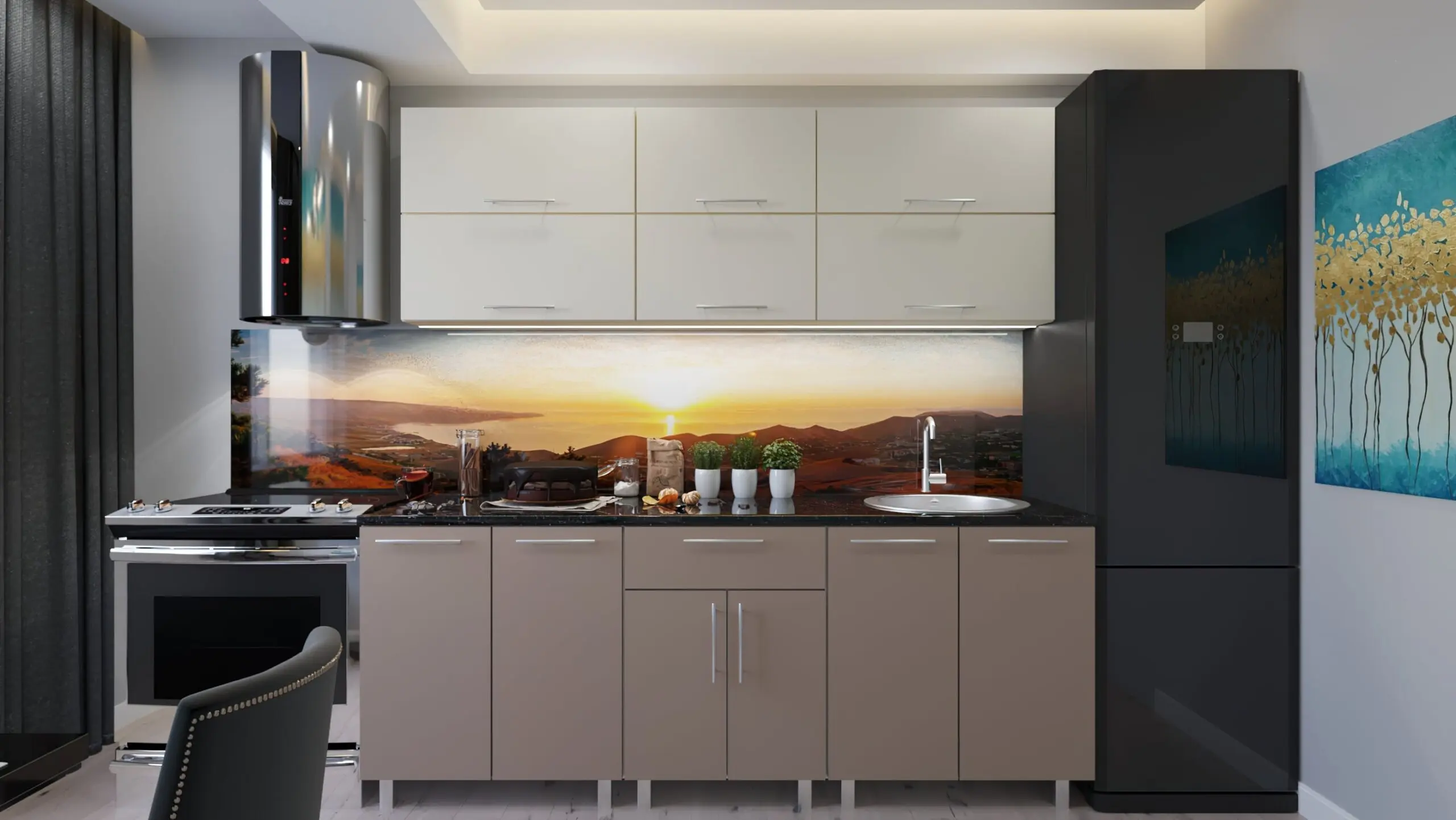 Bucatarie Bafimob Modern 2.2m MDF lucios - 2