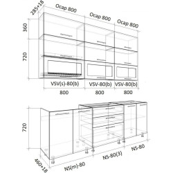 Bucatarie Bafimob Modern Maxi cu vitrina 2.4m MDF lucios Thumb