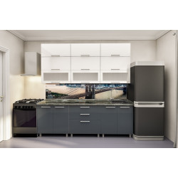 Bucatarie Bafimob Modern Maxi cu vitrina 2.4m MDF lucios