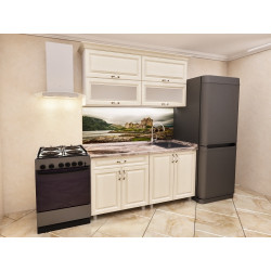 Bucatarie Bafimob Modern-Mini cu vitrina 1.2m MDF mat Thumb