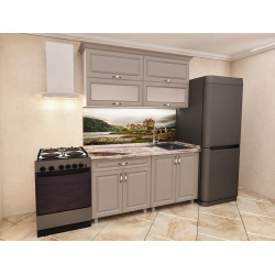 Bucatarie Bafimob Modern-Mini cu vitrina 1.2m MDF mat Thumb