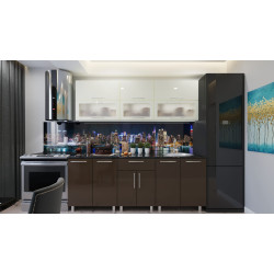 Bucatarie Bafimob Modern cu vitrina 2.2m MDF lucios Thumb