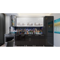 Bucatarie Bafimob Modern cu vitrina 2.2m MDF lucios