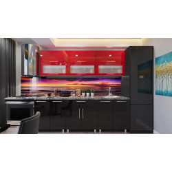 Bucatarie Bafimob Modern cu vitrina 2.4m MDF lucios Thumb