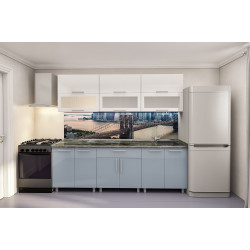 Bucatarie Bafimob Modern cu vitrina 2.4m MDF lucios