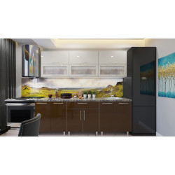 Bucatarie Bafimob Modern cu vitrina 2.4m MDF lucios Thumb