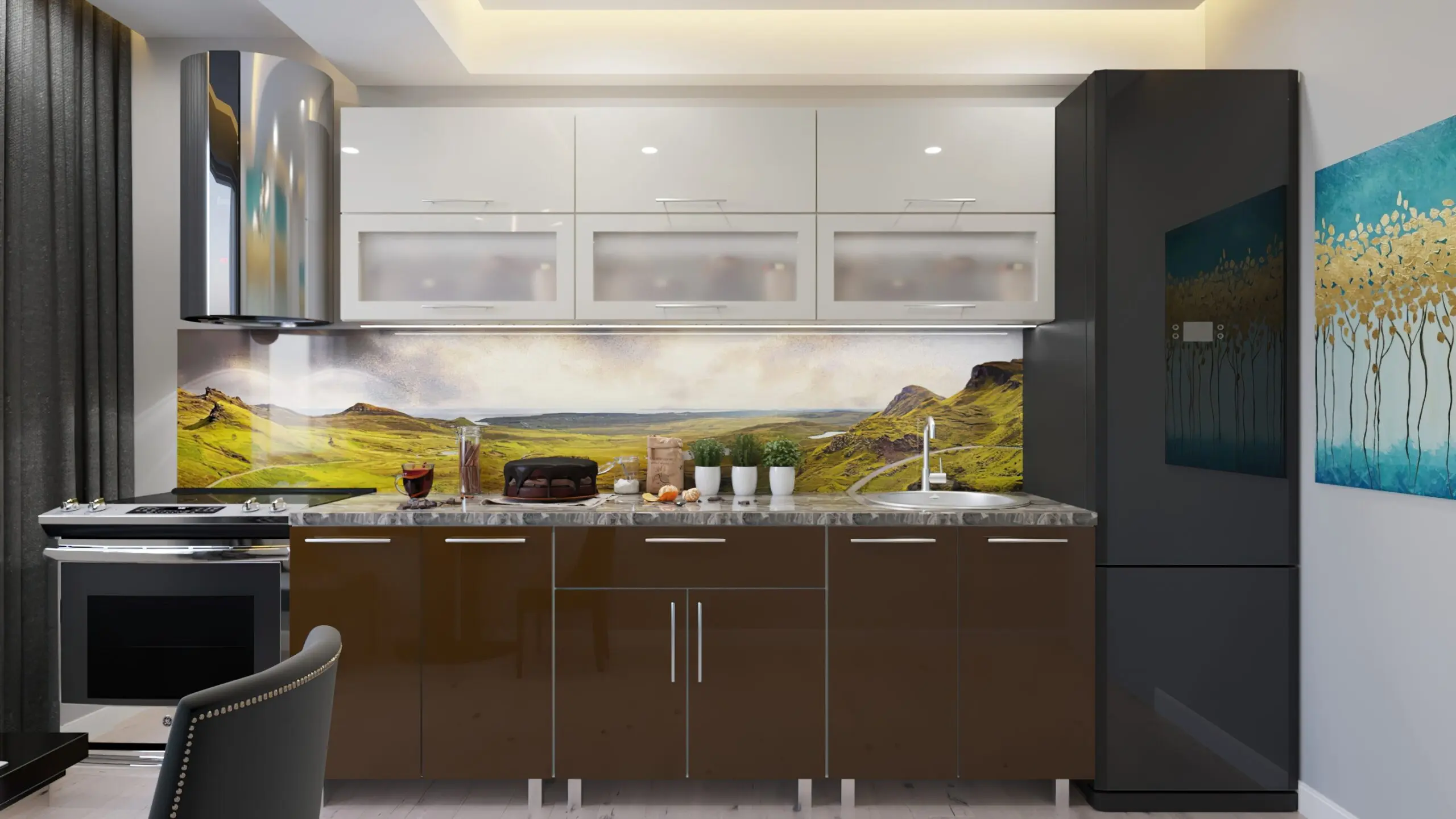 Bucatarie Bafimob Modern cu vitrina 2m MDF lucios - 8