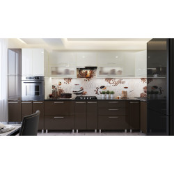 Кухня угловая Bafimob Эко с витриной 4.1x0.9м МДФ глянец