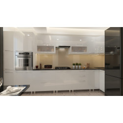 Кухня угловая Bafimob Эко с витриной 4.1x0.9м МДФ глянец Thumb