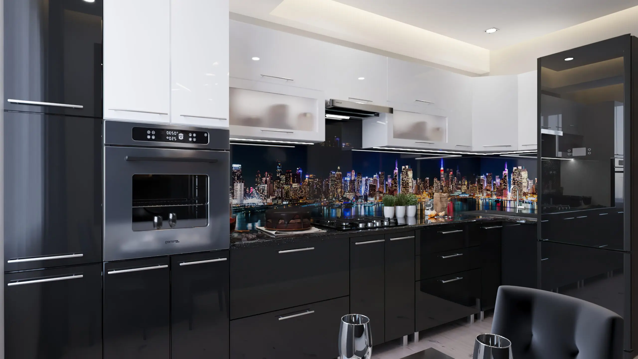 Кухня угловая Bafimob Эко с витриной 4.1x0.9м МДФ глянец - 9