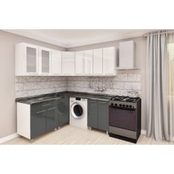 Кухня угловая Bafimob с витриной 1.8x1.8м МДФ глянец