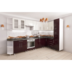 Кухня угловая Bafimob с витриной 3.4x1.7м МДФ глянец